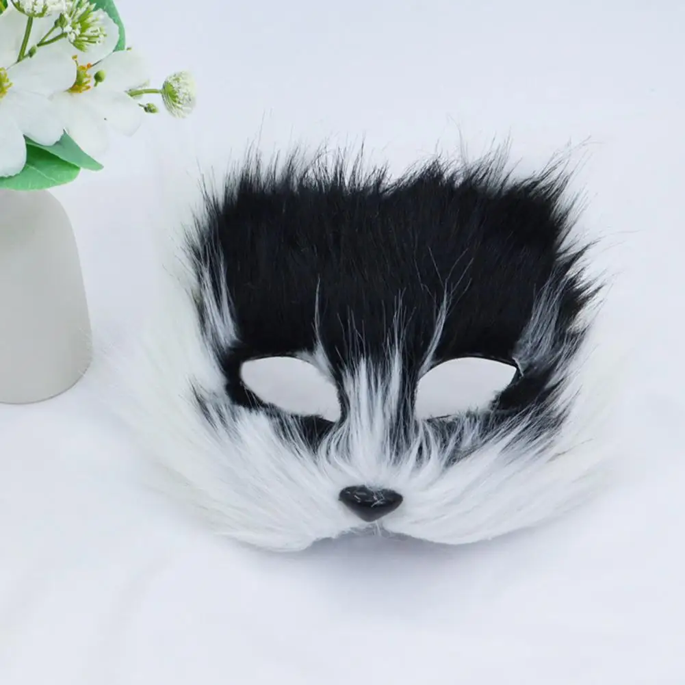 Elastic Strap Face Cushion Plush Fox Wolf Face Cushion Set for Halloween Party Cosplay Props Carnival Masquerade Costume