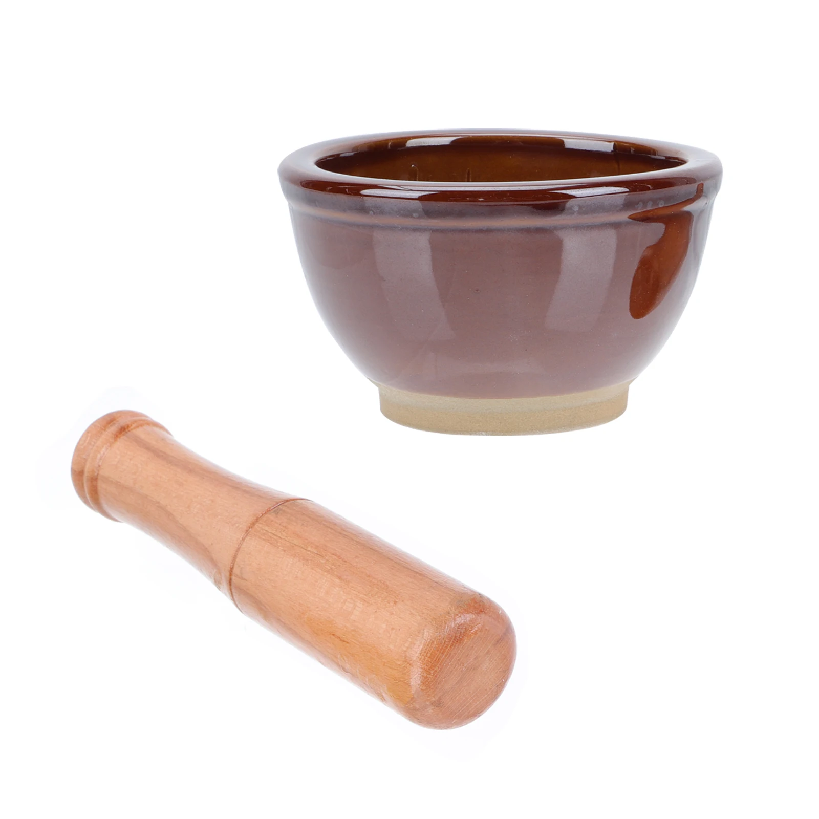 

Ceramic Mortar Pestle Set Smooth Wooden ergonomic Garlic Grinder Kitchen Tool spice container easy clean housewarming gift