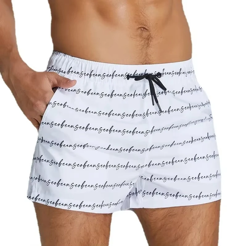 Men Board Shorts 2 in 1 Beach Swim Trunks Elastic Quick Dry Male Swimming Shorts for Summer Holiday