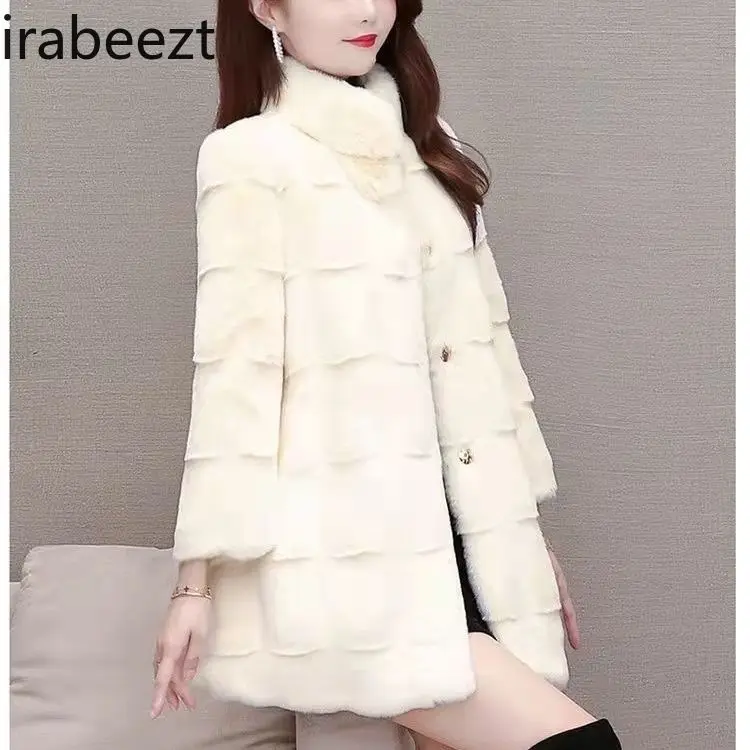 2024 Herbst/Winter verdickte chinesische Imitation Pelz Nerz Jacke neue High-End Mutter lässig mittellangen Mantel für Frauen