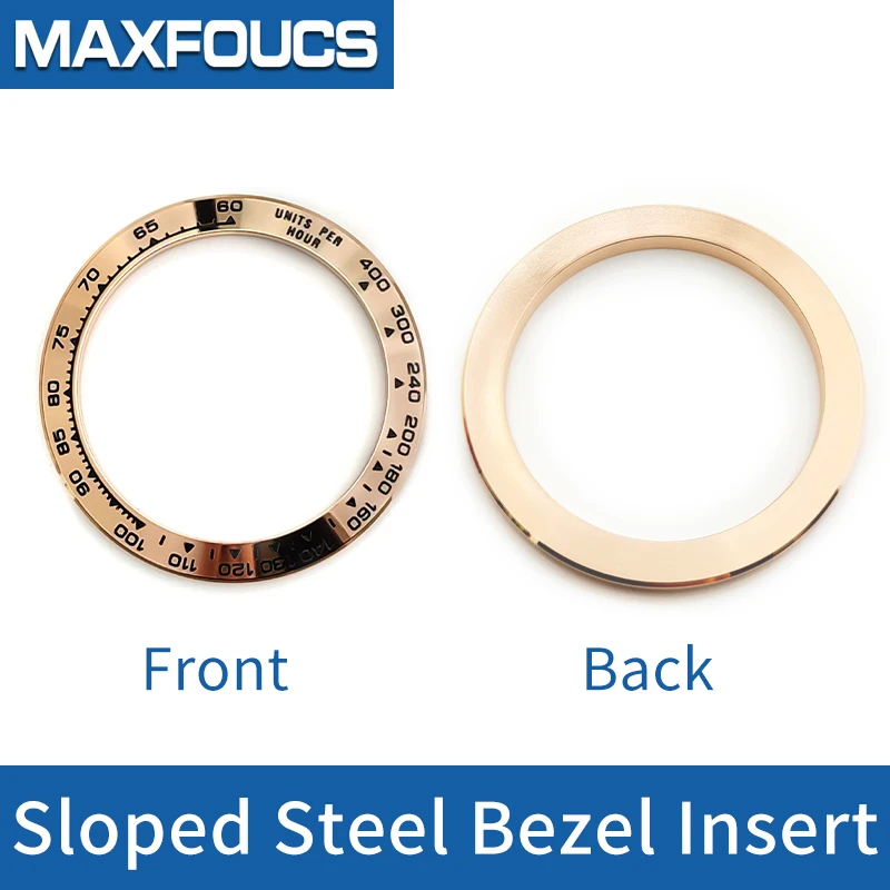 Sloped Steel Bezel Insert 38.5*30.5mm For Ditongna Silver/Gold/Rose No-LuminousGold watch parts