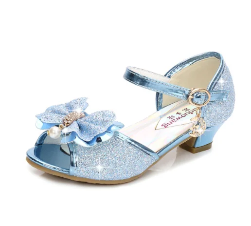 Princess Girls Party Shoes Children Sandals Colorful Sequins High Heels Shoes Girls Sandals Peep Toe Summer Kids Shoes size36-38