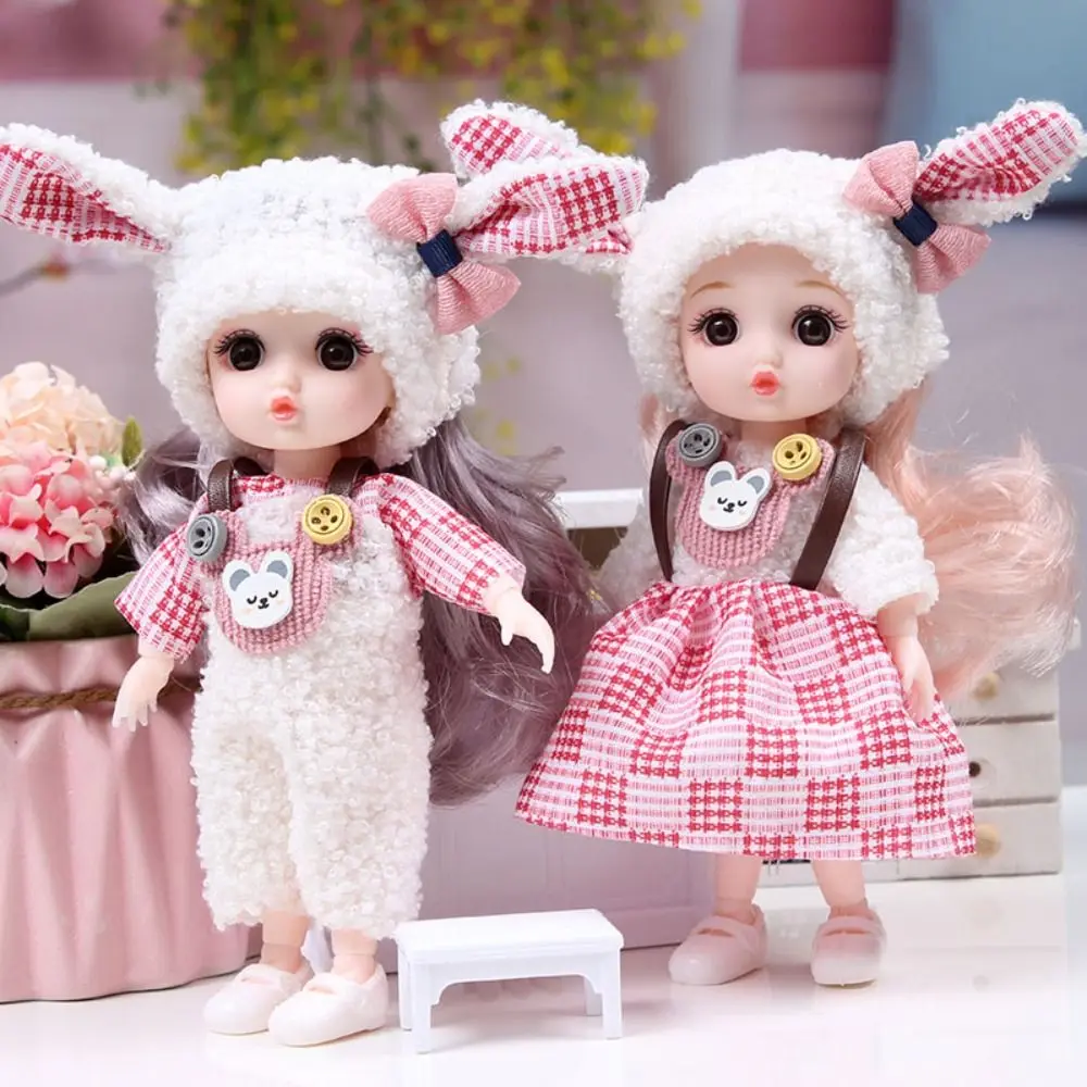 DIY ของเล่นเสื้อผ้าตุ๊กตา BJD Movable Joints Dress Up จําลองบานพับตุ๊กตาน่ารัก 3D Eye ข้อต่อที่ถอดออกได้ตุ๊กตาของเล่นเด็ก