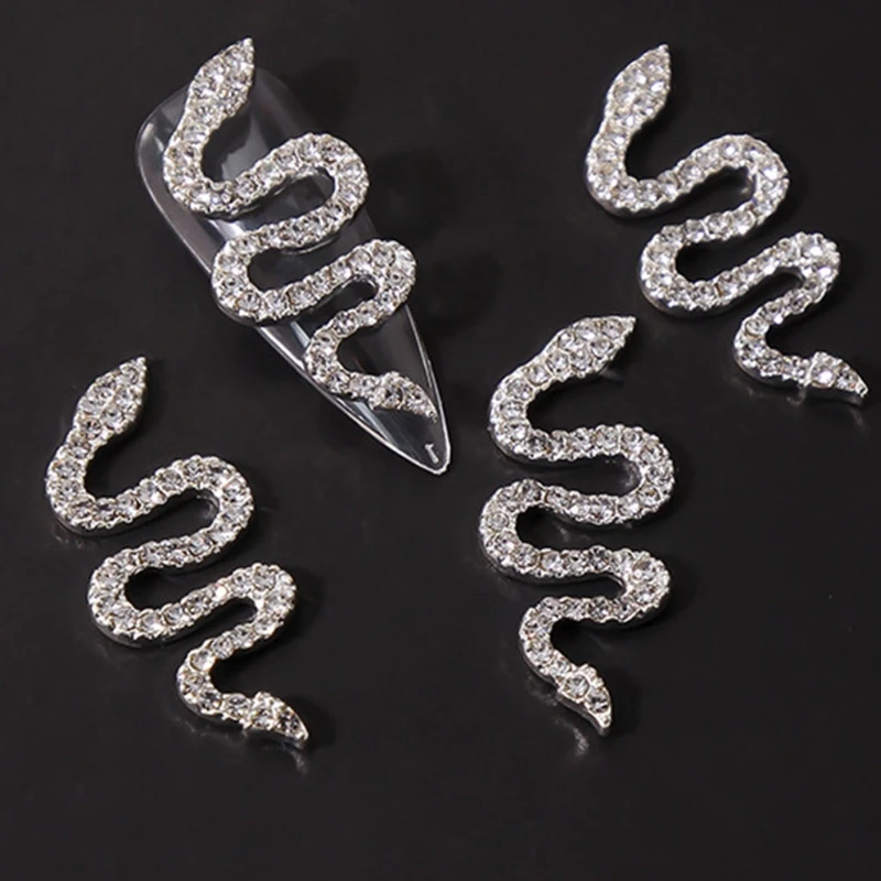 E1YE Snake Art Crystal Rhinestones For Nails Art Decorations Metal Jewelry Accessories DIY