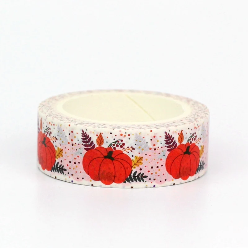 NEW 1X 10M Deco Pumpkin Leaves and Colorful Dots Fall Washi Tape for Scrapbooking Planner Masking Tape Kawaii Papeleria