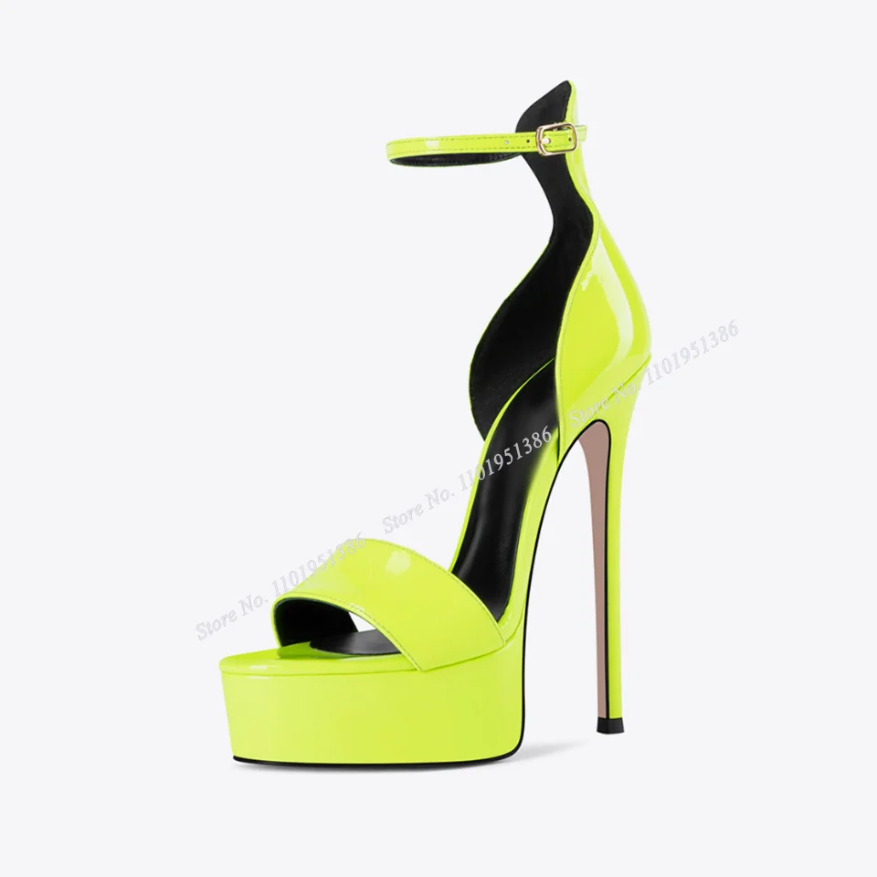 

Abesire Yellow Sexy Style Platform Sandals Light Color Thin High Heel Women Shoes Lady Sexy Stiletto Big Size Zapatillas Mujer