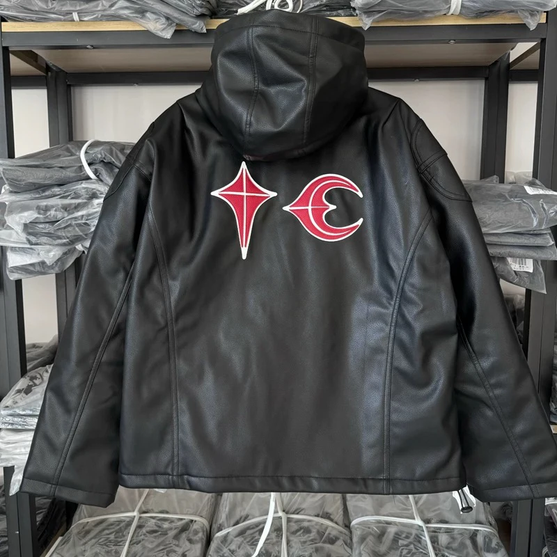 Schläger Club Jacke koreanische Streetwear Herbst Winter geste ppte Baumwolle Reiß verschluss Lederjacke hochwertige Metall Logo Schläger Club Mantel