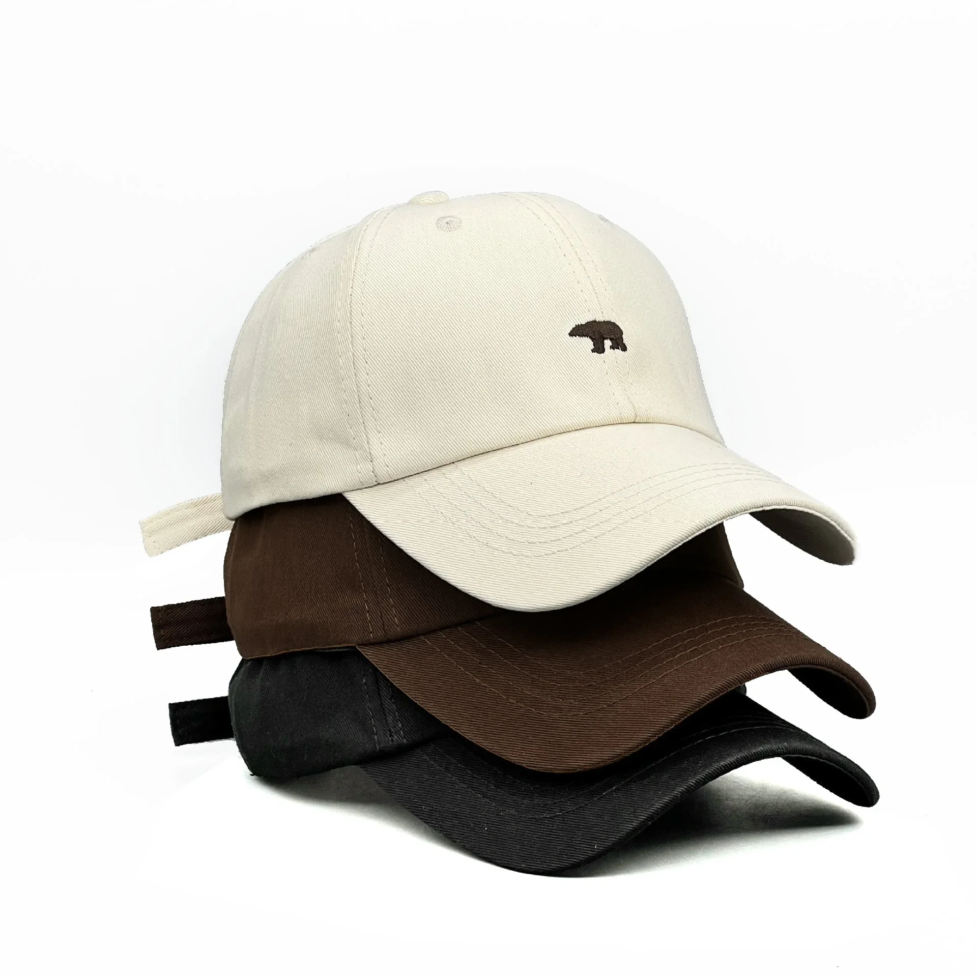 Versatile Casual Polar Bear Embroidered Baseball Hat For Women Summer Big Brim Show Face Small Sun Protection Duck Tongue Hat