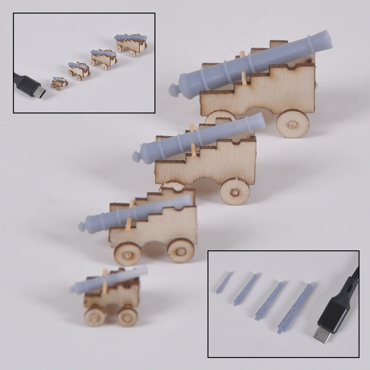 

classical Sailboat wooden sailing warship cannon artillery ordnance big guns With bracket Scale Set Static model kit 1/60-200