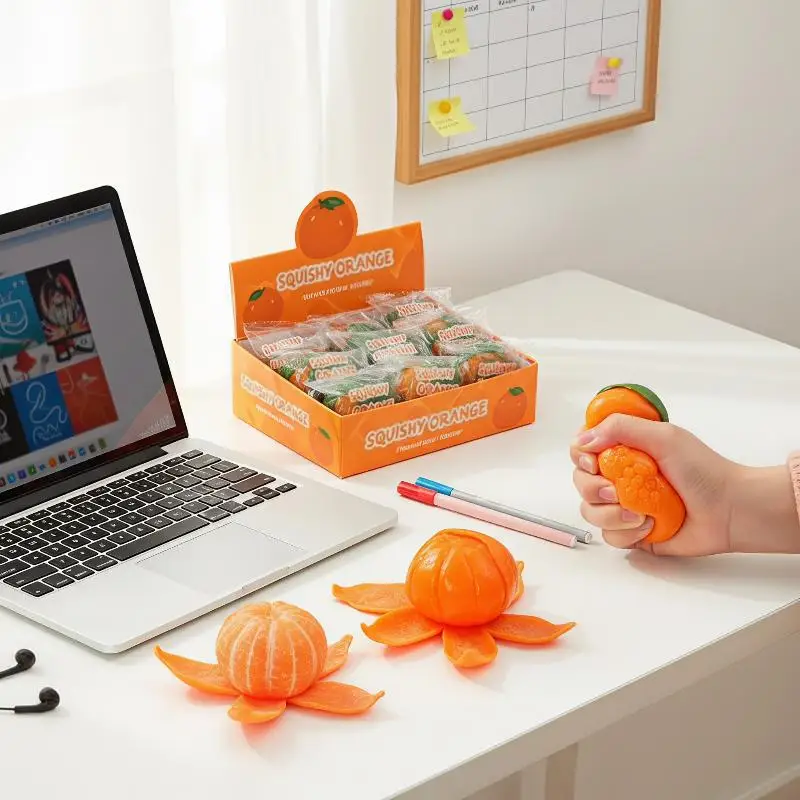 Peeled Orange Soft Clay Toy Super Soft Squeezing Ball Stress Relieving Anti Anxiety Fruit Toy