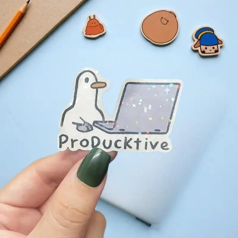 DIY Laptop Decoration Stickers, 5Pcs Cute Goose-Theme, Waterproof and Easy to Remove, Ideal for Adults
