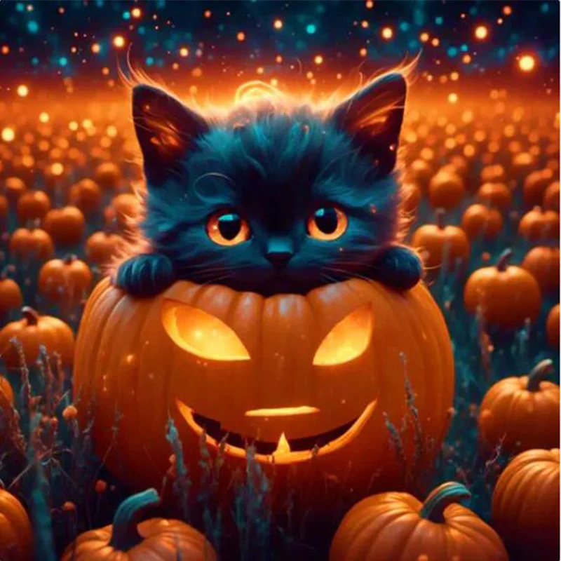 AB Diamant Kreuzstich Halloween Kürbisse und Katzen 5D DIY Diamant Stickerei Strass Malerei Diamant Malerei