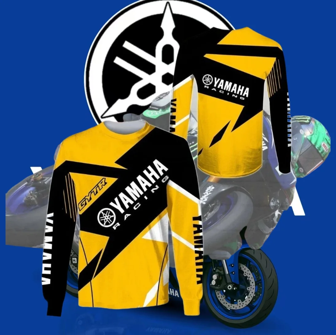 

25/26 New Popular Yamaha Long Sleeve T-shirt Spring and Autumn Motorcycle Fans Team Uniform Adult and Children's Same T-shirt