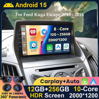 Android 15 Car Radio For Ford C-MAX Kuga 2 Escape 3 2012 - 2019 Multimedia Player Navigation GPS Wireless Carplay Auto Head Unit