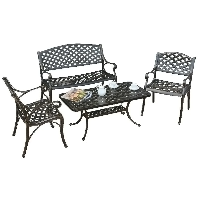 4-piece Patio garden furniture sets cast aluminum Balcony Bistro set outdoor table chairs all weather outdoor coffee Mini set