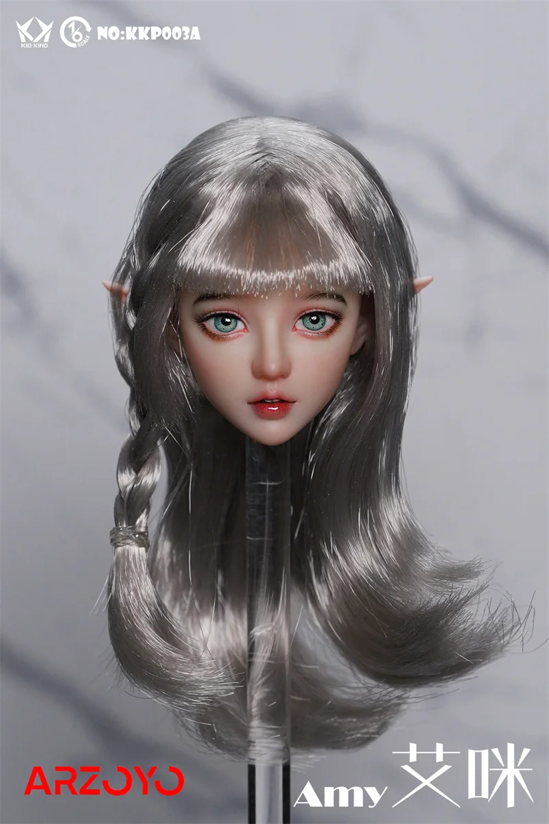 In Stock KID KING KKP003 1/6 Fairy Amy Head Sculpt Implanted Eyelashes Head Carving Pale Skin Fit 12