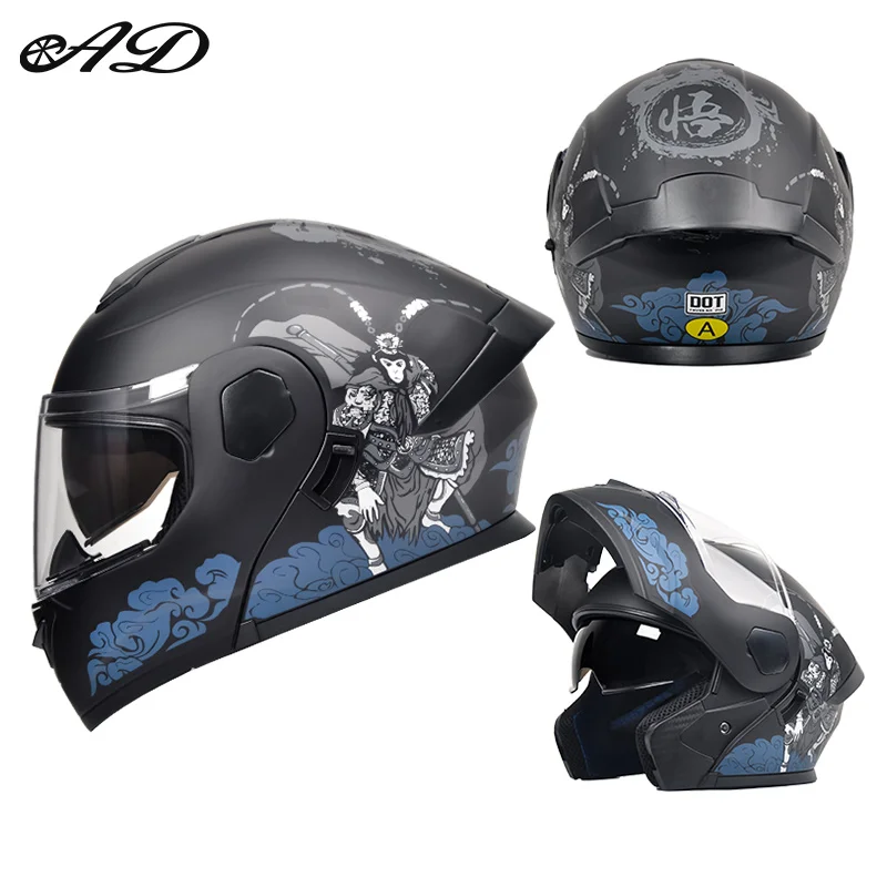 

Ad Latest Fashion Motorcycle Dual Lens Helmet with Internal Sunshade Safety Module Flip Motorcycle Helmet for Men and Women