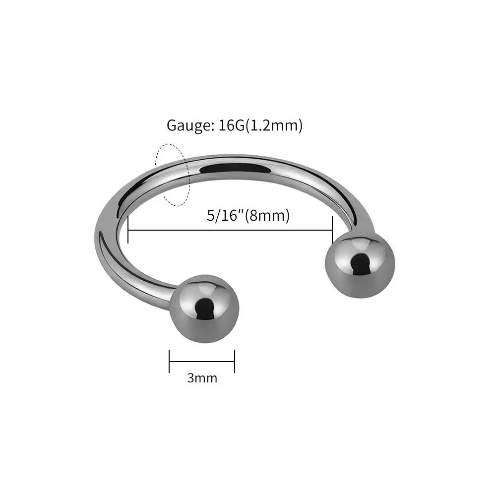 5pcs ATMS F136 زرع الصف داخليا خيوط التيتانيوم G23 حذاء الحصان دائري الشوامل المجوهرات الجسم #3