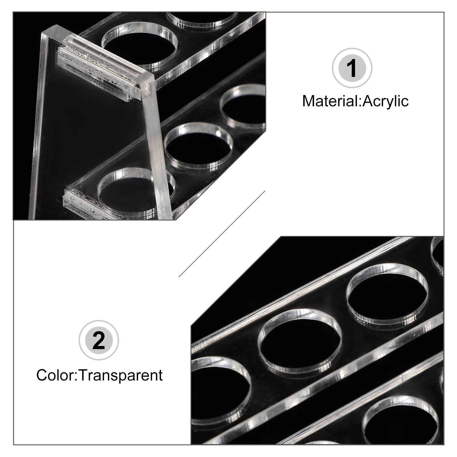 2 Pcs Colorimetric Tube Rack Laboratory Test Stand Centrifuge Holder Round Hole Acrylic Transparent Drying for Organizer