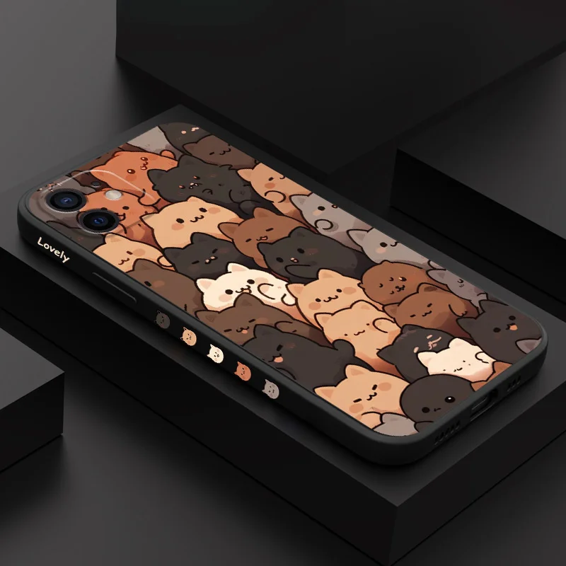

Sea Hipster Cat Phone Case For iPhone 12 11 X XR XS 8 7 SE2 Plus Pro Max Mini Liquid Silicone Cover