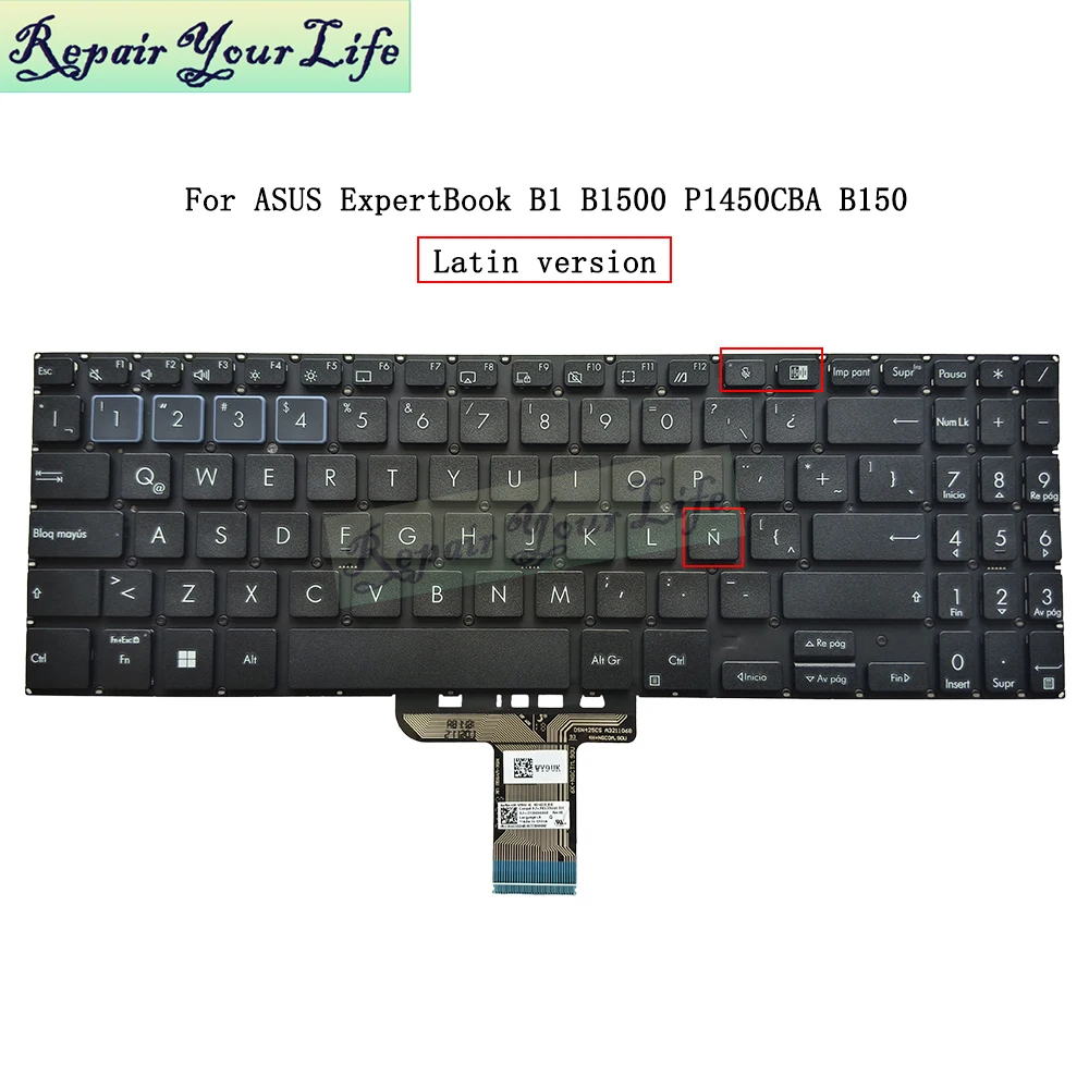 US UI Tastiera retroilluminata latina per ASUS ExpertBook B1 B1500 B1500C P1450 P1450CBA BW450 PX555C B1500CEA 0KNX0-5622LA00 5123UI00
