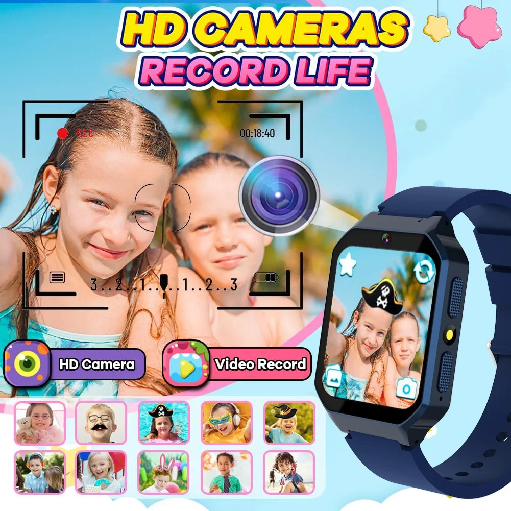 Orologio per bambini 26 giochi Smart Watch Fotocamera Lettore musicale Schermo HD da 1,69 pollici Video Parole Scheda di apprendimento Orologi per