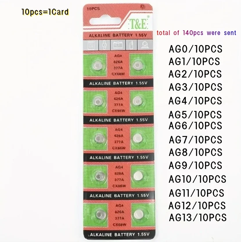 1.5V Alkaline Button Battery AG13 AG10 AG4 AG3 Coin Cell Batteries for Watch Calculator