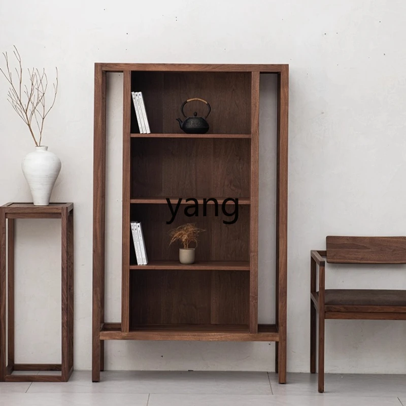 

LH Tea Room Furniture Storage Rack Solid Wood Natural Wood Bookshelf New Chinese Style Tea Display Cabinet