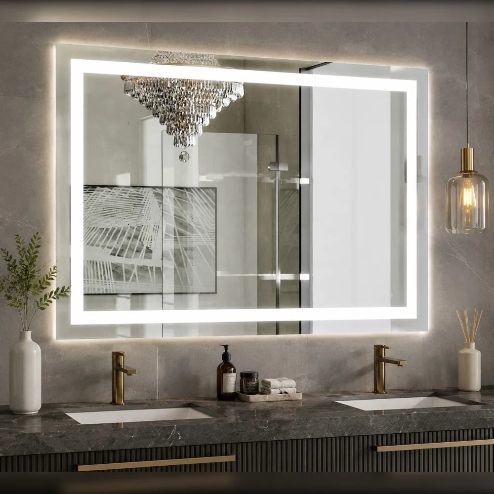Bathroom Mirror with Lights 40 x 30 Inch - 3 Adjustable Color Modes