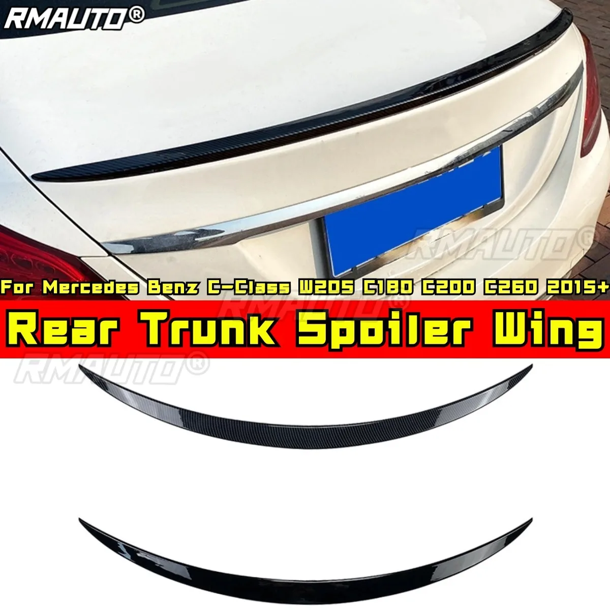 

Для Mercedes Benz C-Class W205 C180 C200 C260 2015+ Комплект кузова Заднее крыло багажника Задний спойлер багажника Спойлер багажника Автомобильные аксессуары