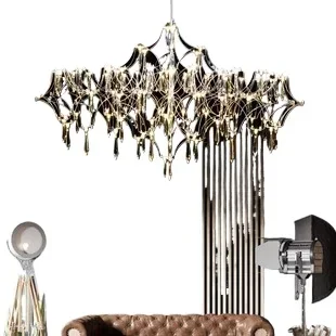 

Duplex staircase long crystal chandelier, home and commercial living room dining room model room villa