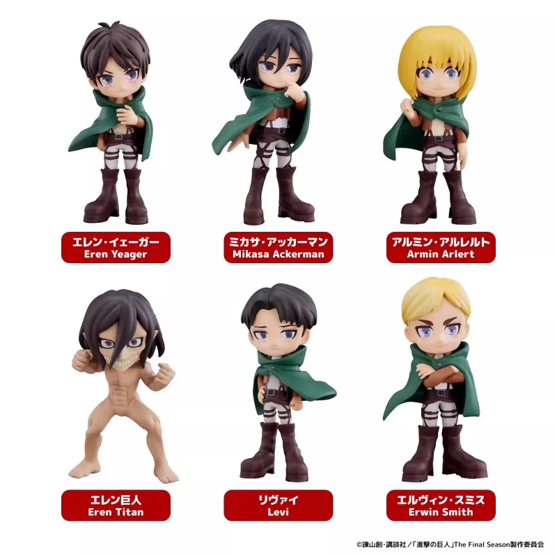 In Stock Original BUSHIROAD PalVerse Mikasa Ackerman Eren Yeager Armin Arlert Levi Ackerman Erwin Smith Q Version Model Toy