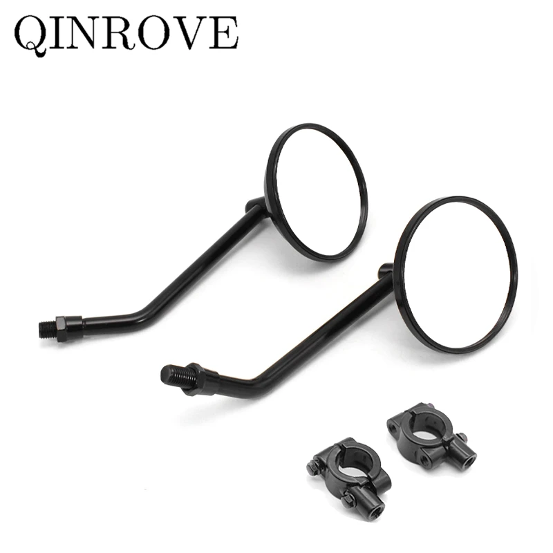 Bicycle Motorcycle 22MM Handlebar Retro Round Square Rear View Mirrors with Mounting Base Holder Iron Reflect Side Convex Mirror