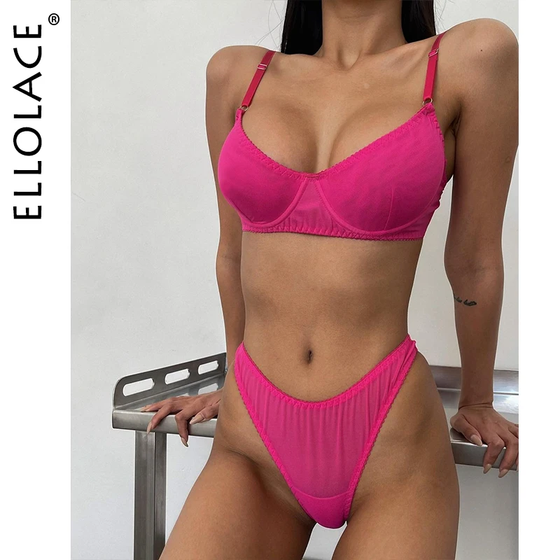 

Ellolace Macarons Lingerie Sexy Seamless Underwear Set Women 2 Piece Bra Kit Push Up Lace Intimate Outfits Sensual Exotic Sets