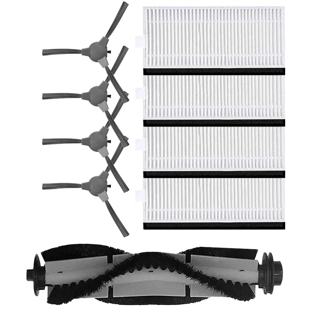 1pc Main Brush+4pcs Filter+4pcs Side Brush For Polaris PVCR 4105 WI-FI IQ Vacuum Cleaner Replacement Accessories