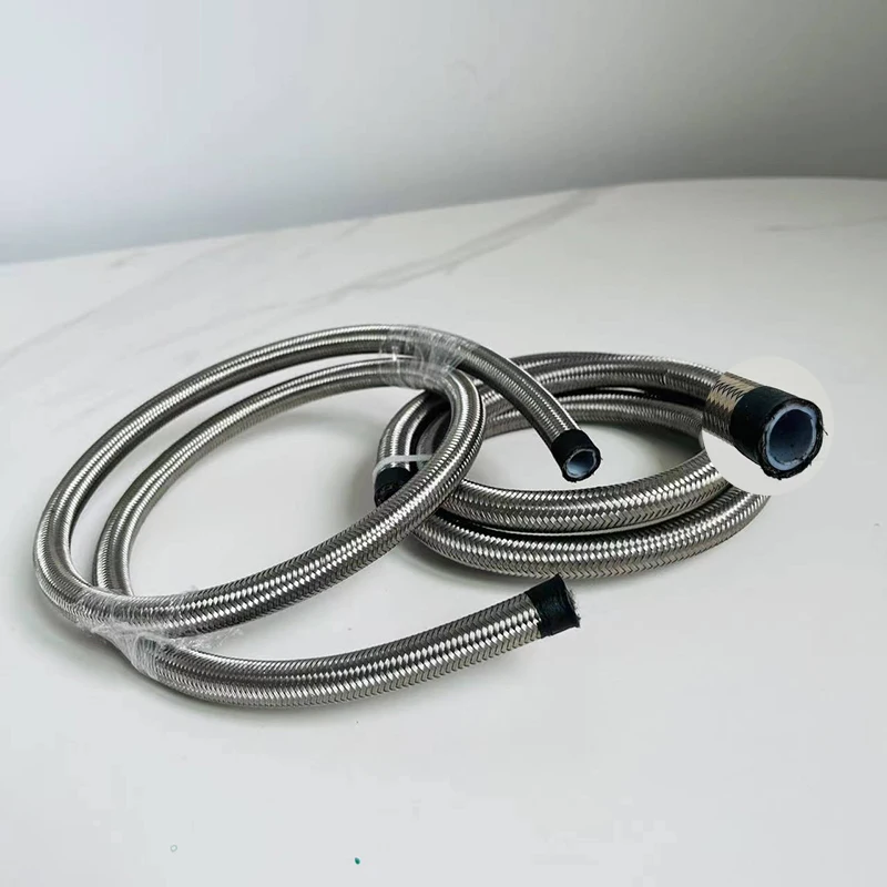 AN4-12 Stainless Stee PTFE Hose Racing Brake Hose E85 Fuel Oil Cooler Line Pipe Fuel Oil Line Stainless Steel Braided PTFE Pipe