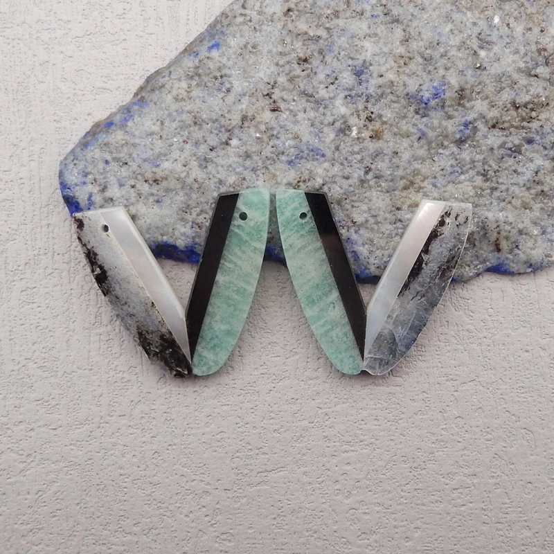 Natural Stone Obsidian Amazonite Boulder Opal Earring Bead,Fashion Jewelry Intarsia Earrings For Women 30x29x3mm 8g