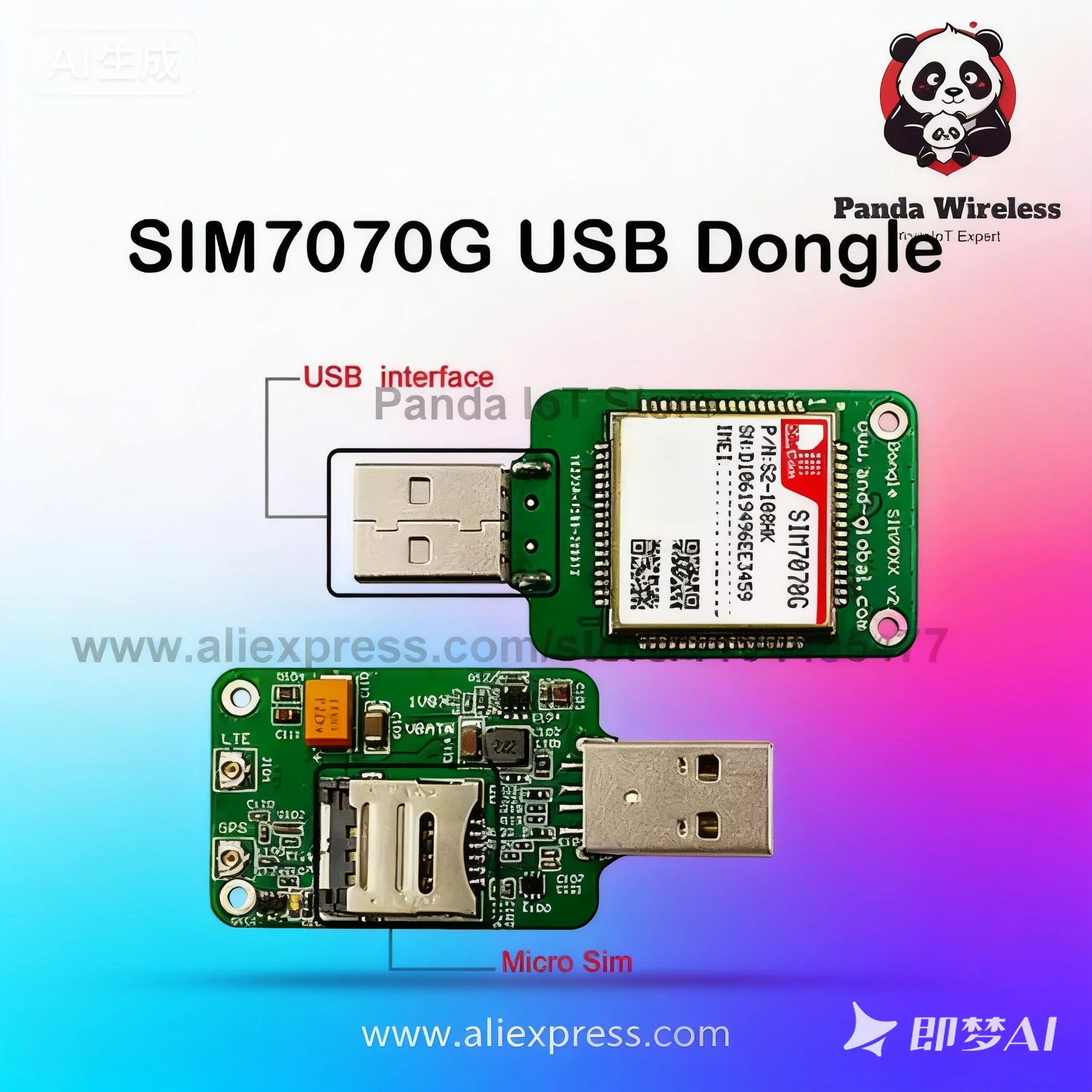 SIMCOM-멀티 밴드 USB 동글, SIM, NB-IoT, GPRS 모듈 포함, SIM7000, SIM800F, SIM900, LTE, CAT-M, CAT-NB, GSM용