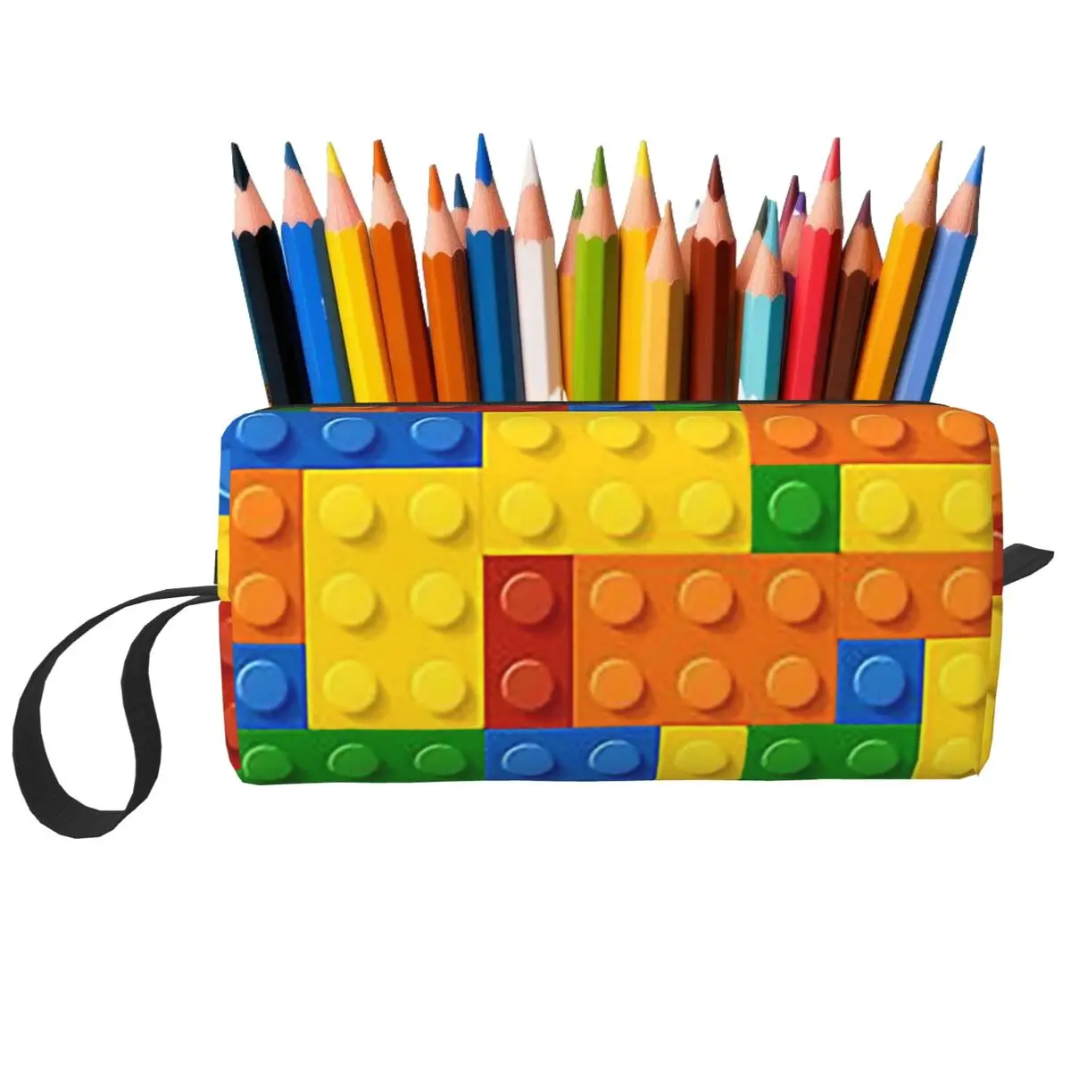 Building Blocks Construction Brick Pencil Case for Students Pen Box Pencil Bag Stationery Supplies Women Cosmetic Bag
