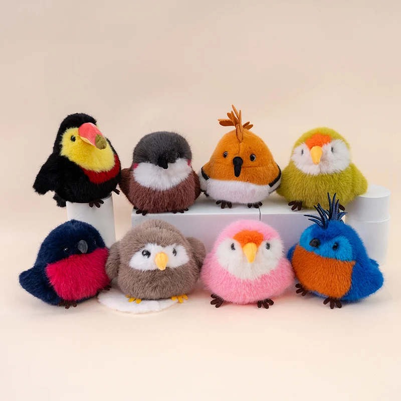 かわいいオウム、キウイ、オオハシ、フクロウのぬいぐるみキーホルダー、キュートな鳥のぬいぐるみおもちゃ、バッグアクセサリー、キーホルダー、バックパック、バッグ、車用ぬいぐるみキーリング