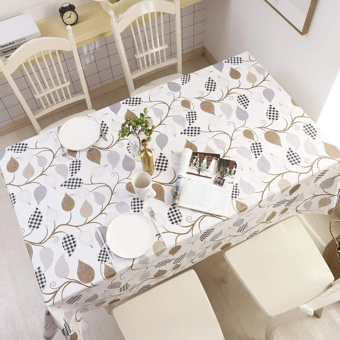 

Leaf Pattern Print Tablecloth Picnic Party Wedding Indoor Outdoor Kitchen Stylish Tablecloth Decoration