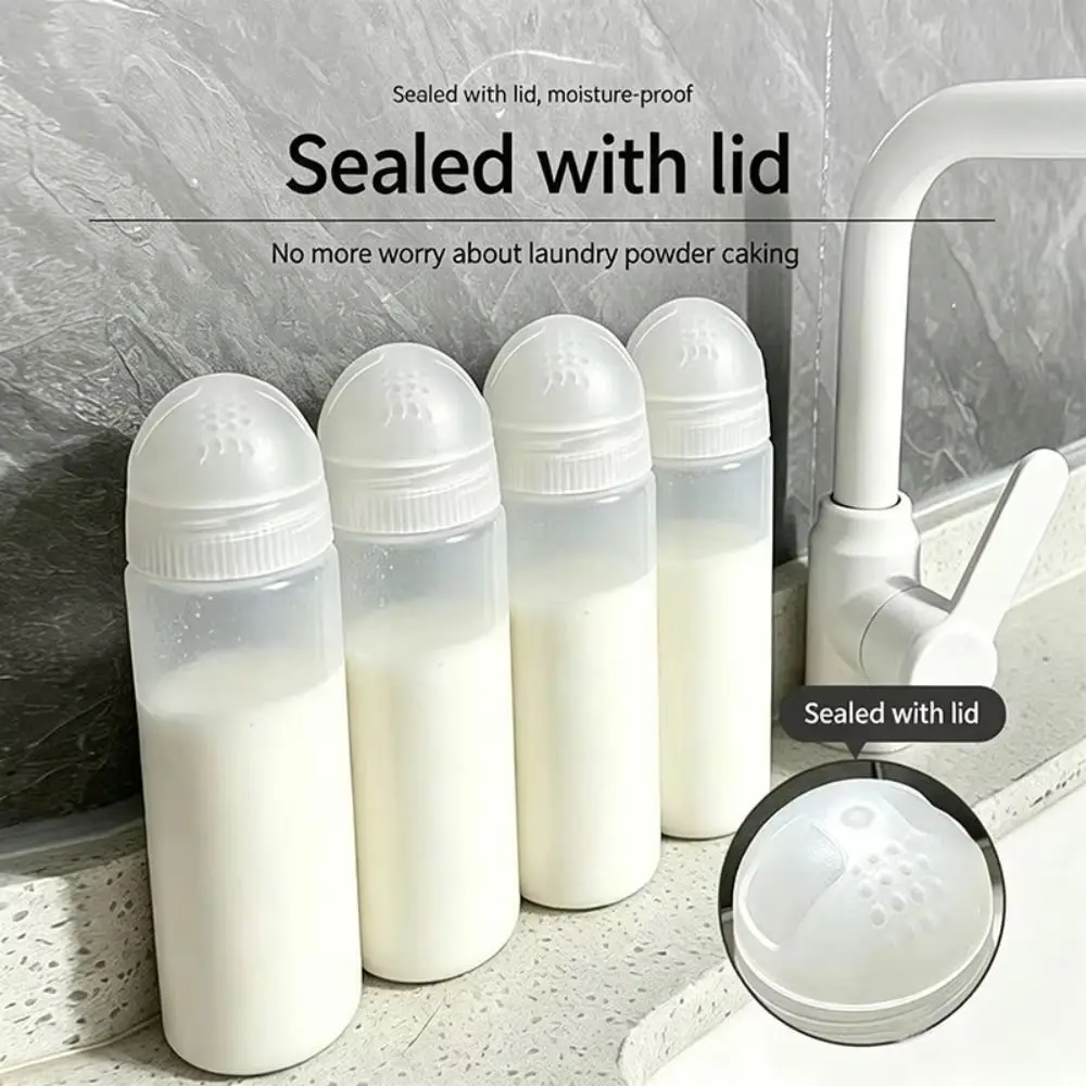 Sealed Laundry Powder Dispenser Bottle Moisture-proof With Hole Lid Detergent Shaker Bottle Refillable Clear