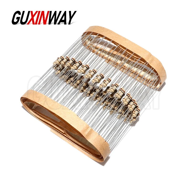 100 peças 1r-10m 10r 47r 100r 220r 1k 10k 4k7 100k 560k 1m3m3 ohm cor anel resistência 1/4w resistores de filme de carbono 5%