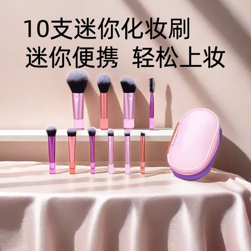 Makeup Brush Sets,10 Plastic mini with bag multifunctional at home or On-the-Go