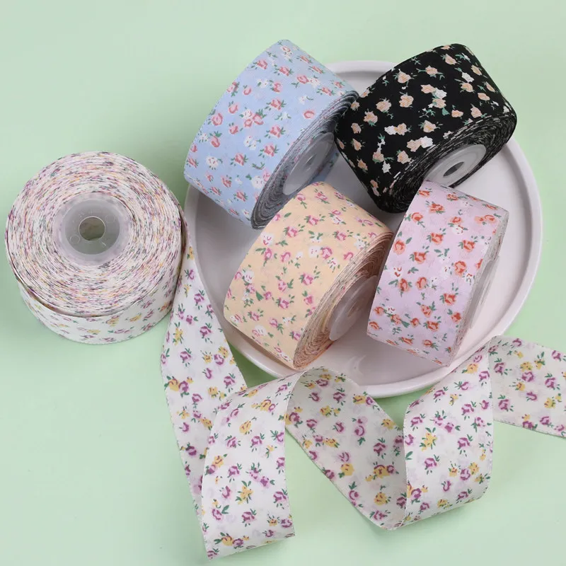 25mm 40mm Rose Cotton Ribbon 100Yards Chiffon Fabric Handmade Accessories Hair Bow Crafts Material Gift Wrapping Packing Tape