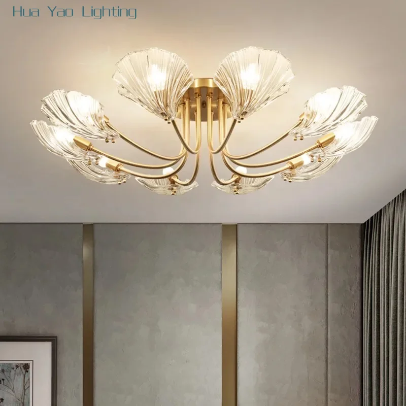 American crystal lamp, modern minimalist creative shell, high-end French restaurant bedroom lamp
