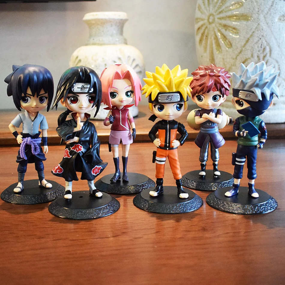 

NARUTO 6 Pcs 15cm Figure Sasuke Killer Bee Tobi Gaara Kakashi Character Stands With Exclusive Base Wholesale Dolls