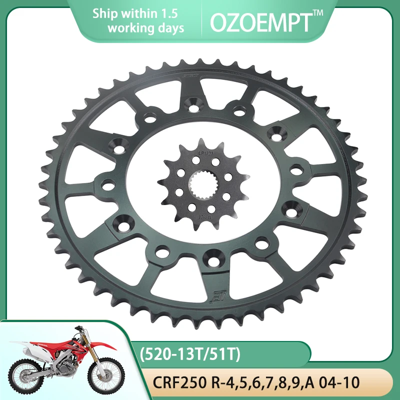 OZOEMPT（520-13T/51T）Motorcycle Front And Rear Sprockets For Hon / da CRF250 R-4,5,6,7,8,9,A 04-10