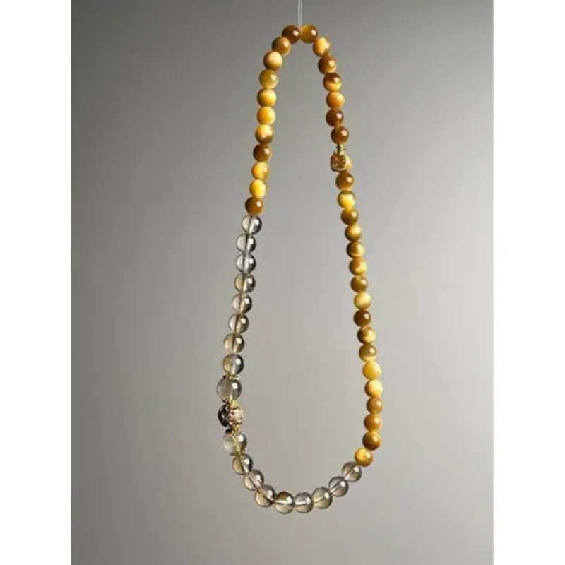 Natural Golden Tiger Eye Yellow Tower Crystal Gold Hair Crystal Bracelet Girls' Original Design Yellow Tiger Eye Stone Double