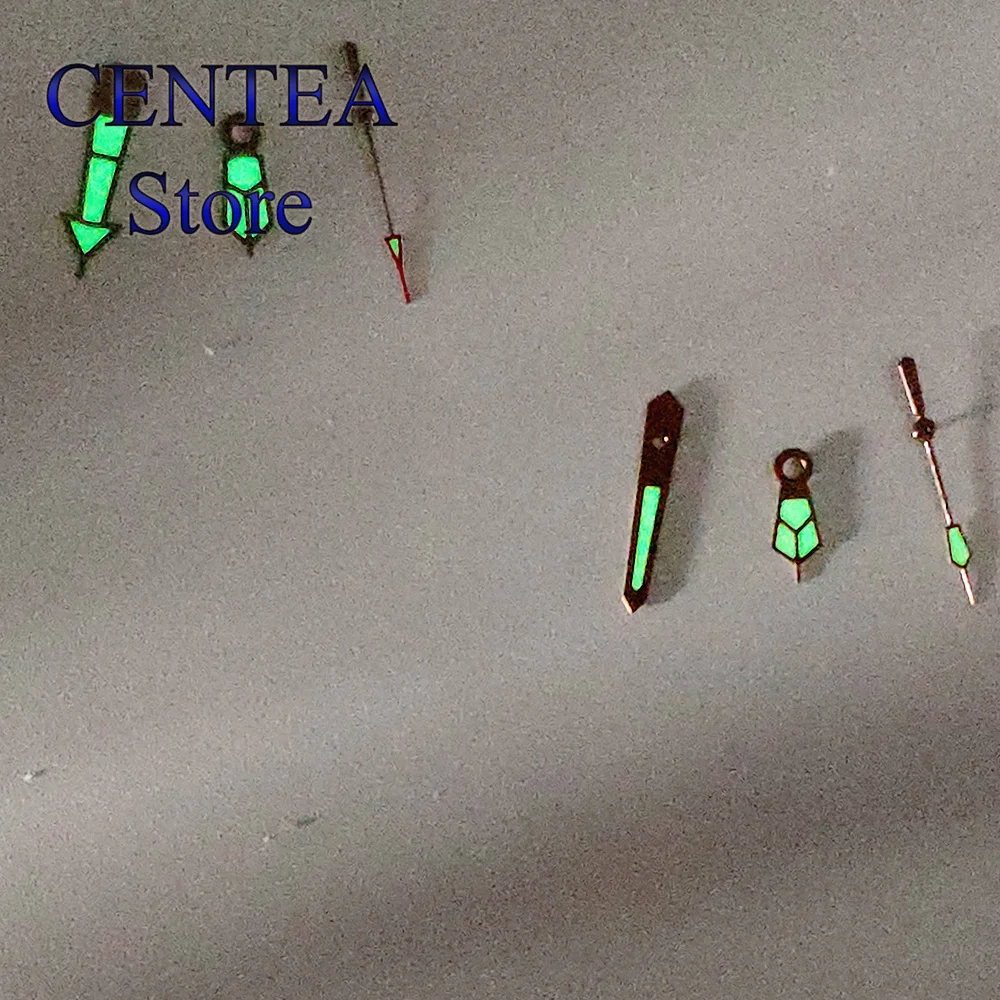 Richus นาฬิกาเงินทองคำสีกุหลาบมือสีเขียวส่องสว่างพอดีกับ NH35 NH36การเคลื่อนไหว